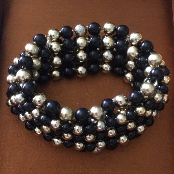 jewelry black and gold beaded bracelet poshmark